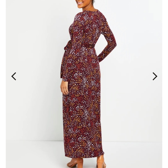 Floral Wrap Long Sleeve Maternity Maxi Dress - Motherhood Maternity - Picture 5 of 5
